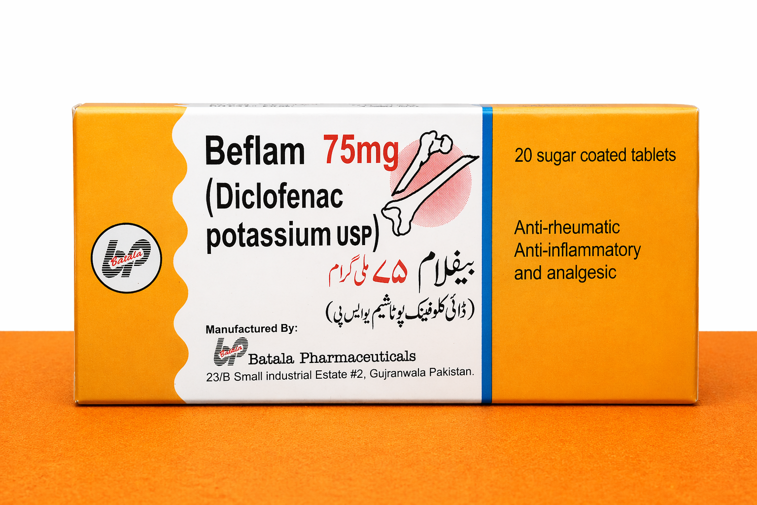 Beflam 75mg (Diclofenac Potassium) - 20 Sugar-Coated Tablets - Beflam price in Pakistan