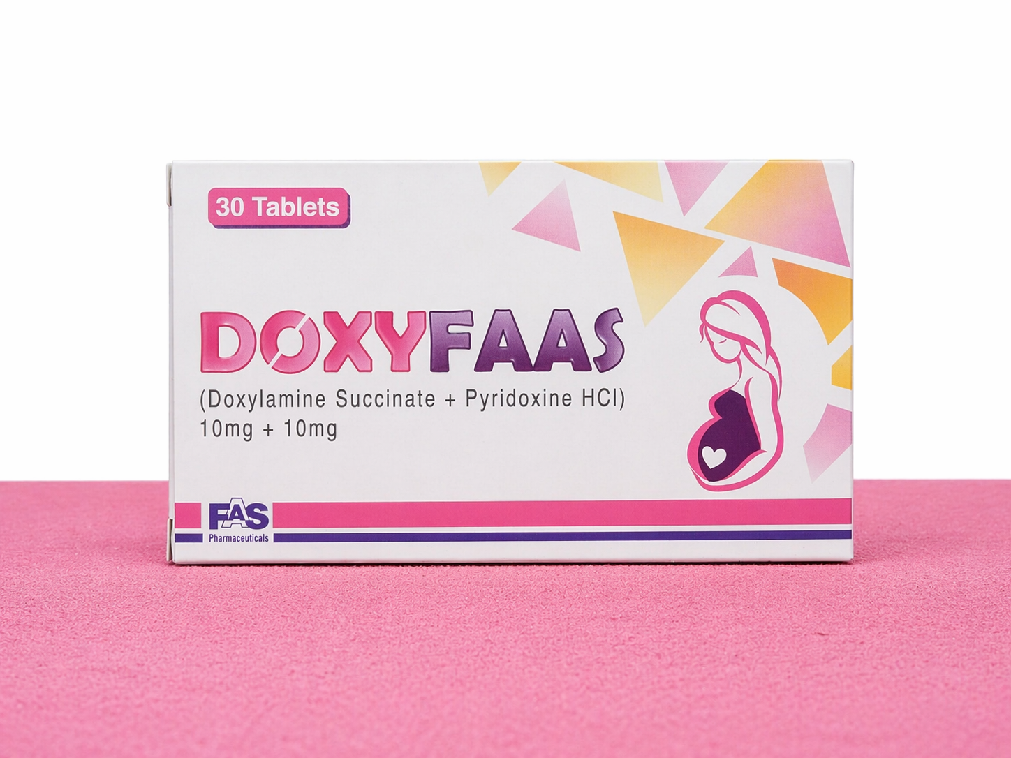 Doxyfaas Tablets 10mg/10mg – Doxylamine Succinate + Pyridoxine (For Nausea & Vomiting in Pregnancy) | Diclegis Alternative 30 Tablets