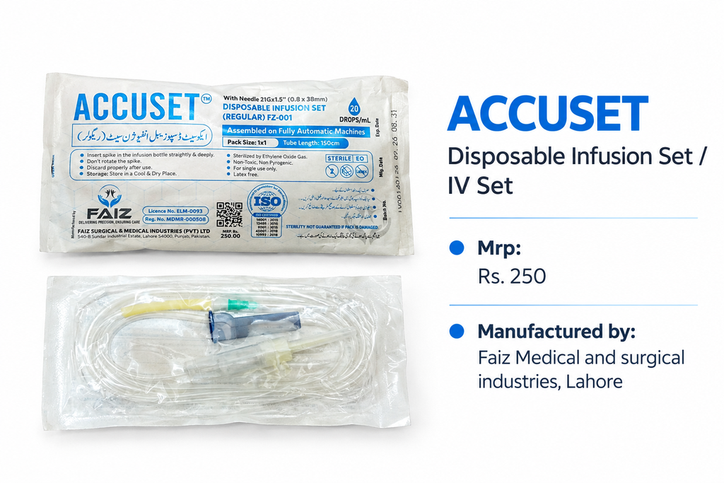 ACCUSET Disposable IV Set – Sterile Infusion Set / Drip Set | 1 Piece