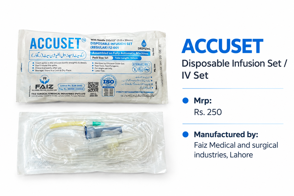 ACCUSET Disposable IV Set – Sterile Infusion Set / Drip Set | 1 Piece