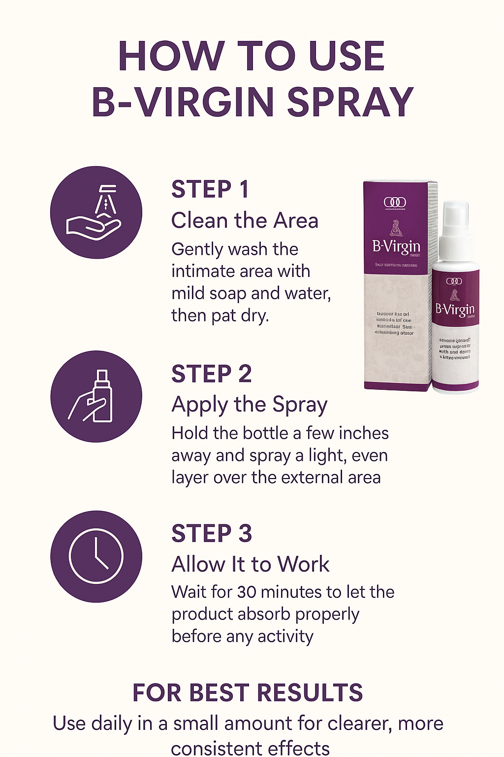 B-Virgin Spray – Vaginal Tightening & Whitening Spray – 120ml | Restores Elasticity & Freshness of Vagina