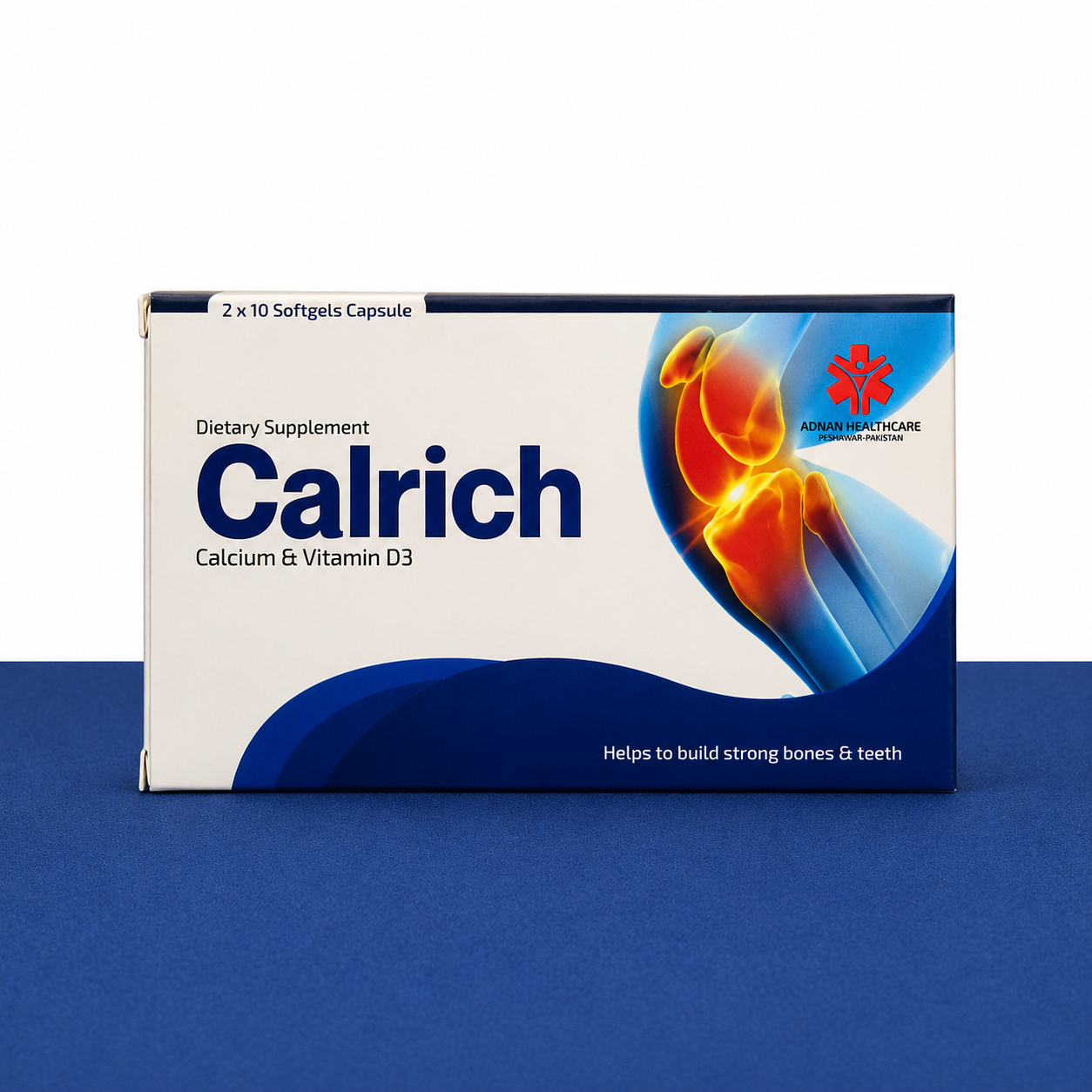 Calrich Softgel Capsules 500mg/200IU – Calcium + Vitamin D3 Bone Strength & Deficiency Support | 20 Softgels