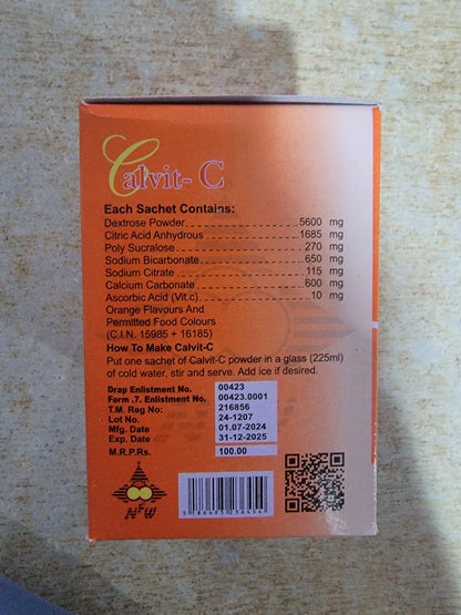 Calvit-C Sachet (Calcium + Vitamin C) Orange Flavor – 10 Sachets